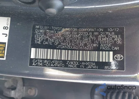 2013 Toyota Prius Three from USA, damaged, VIN JTDKN3DU6D1616231